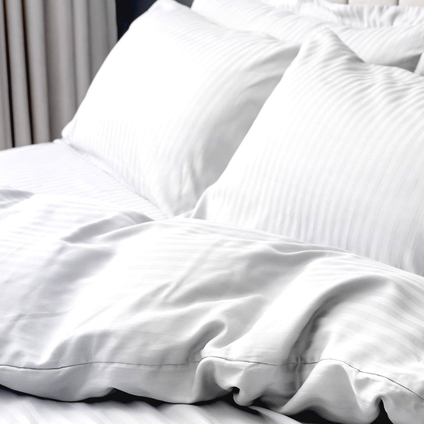 Iris T210 Micro Satin Stripes & 5mm Duvet Cover - Pegasus Textiles