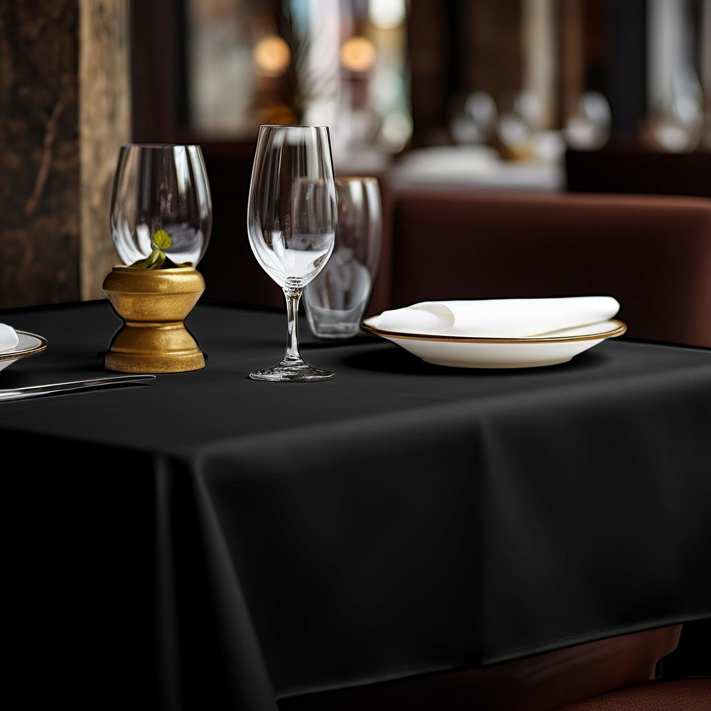 Pegasus Textiles ORCHID 100% Polyester Black Tablecloths - Pegasus Textiles